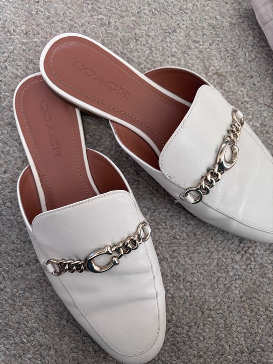 Coach Shoes - Coach White Leather Chain-Link Mules